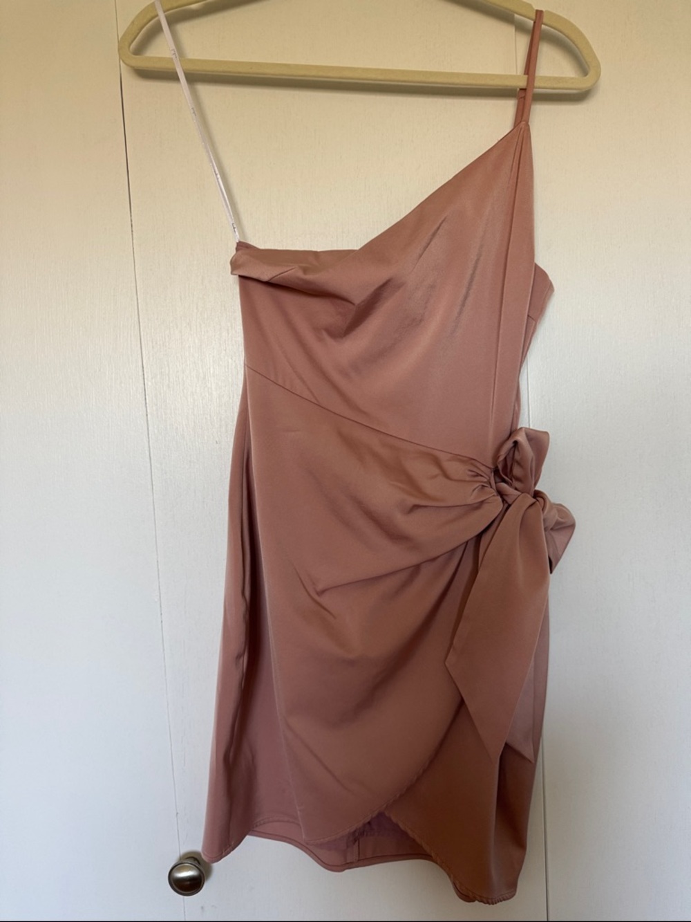 Lulu's Dusty Rose One-Shoulder Side Knot Dress
